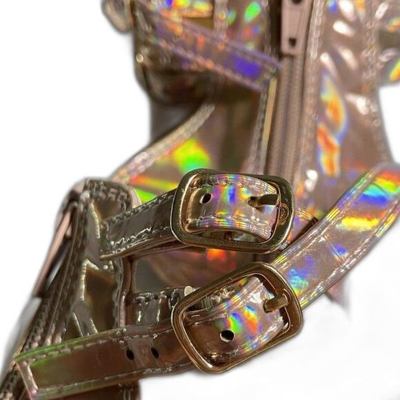 Luffymomo Pink iridescent feminine Women's Gladiator Strappy Sandals Size 8 - Picture 10 of 15